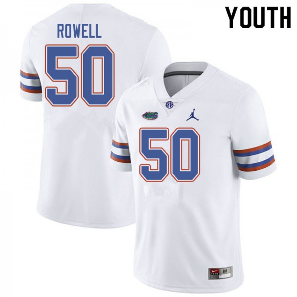 Jordan Brand Youth #50 Tanner Rowell Florida Gators College Football Jerseys White